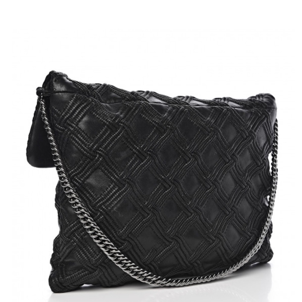 Chanel Bag  Large Walk of Fame  Black Silver clutch or chain Fits LAPTOP - Picture 4 of 16